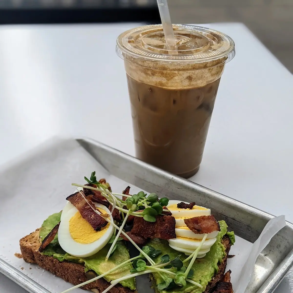 Avocado Toast with Hard Boiled Eggs and Bacon Drink Is a Chai Shaker