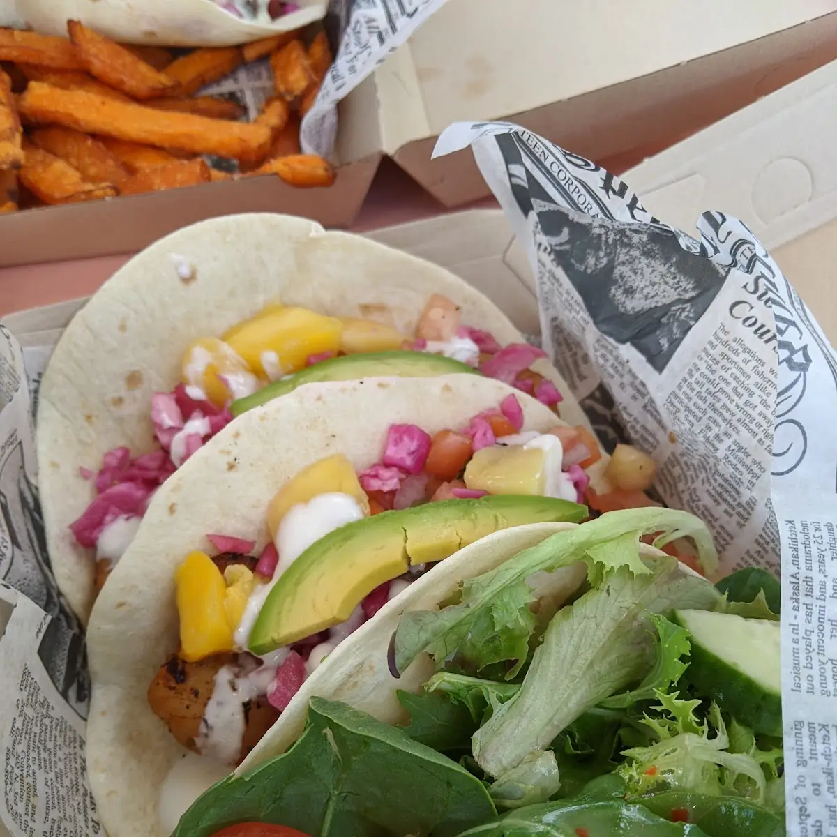Aloha Shrimp Tacos with Side Salad