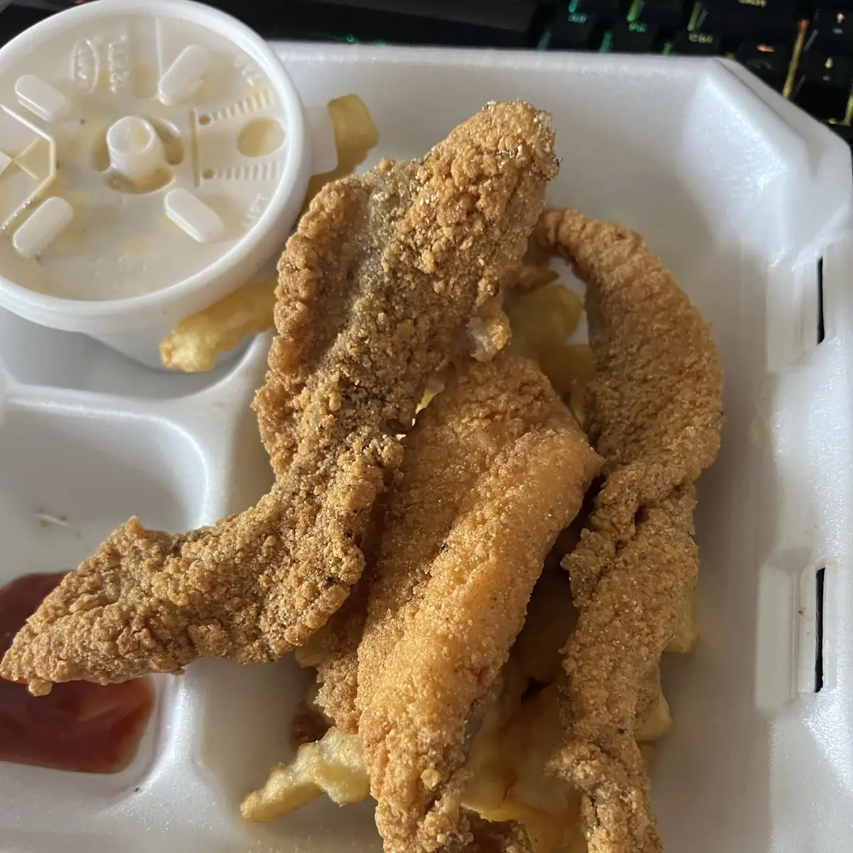 Fried Catfish Strips & 6 Wing Dings