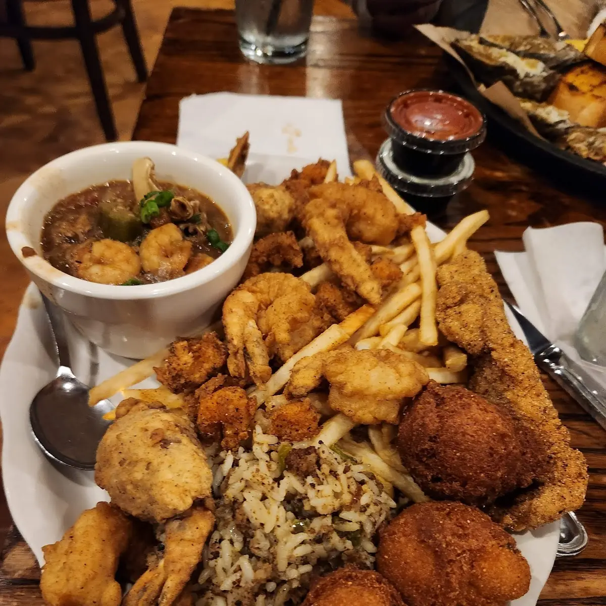 Fried Seafood Platter and Gumbo