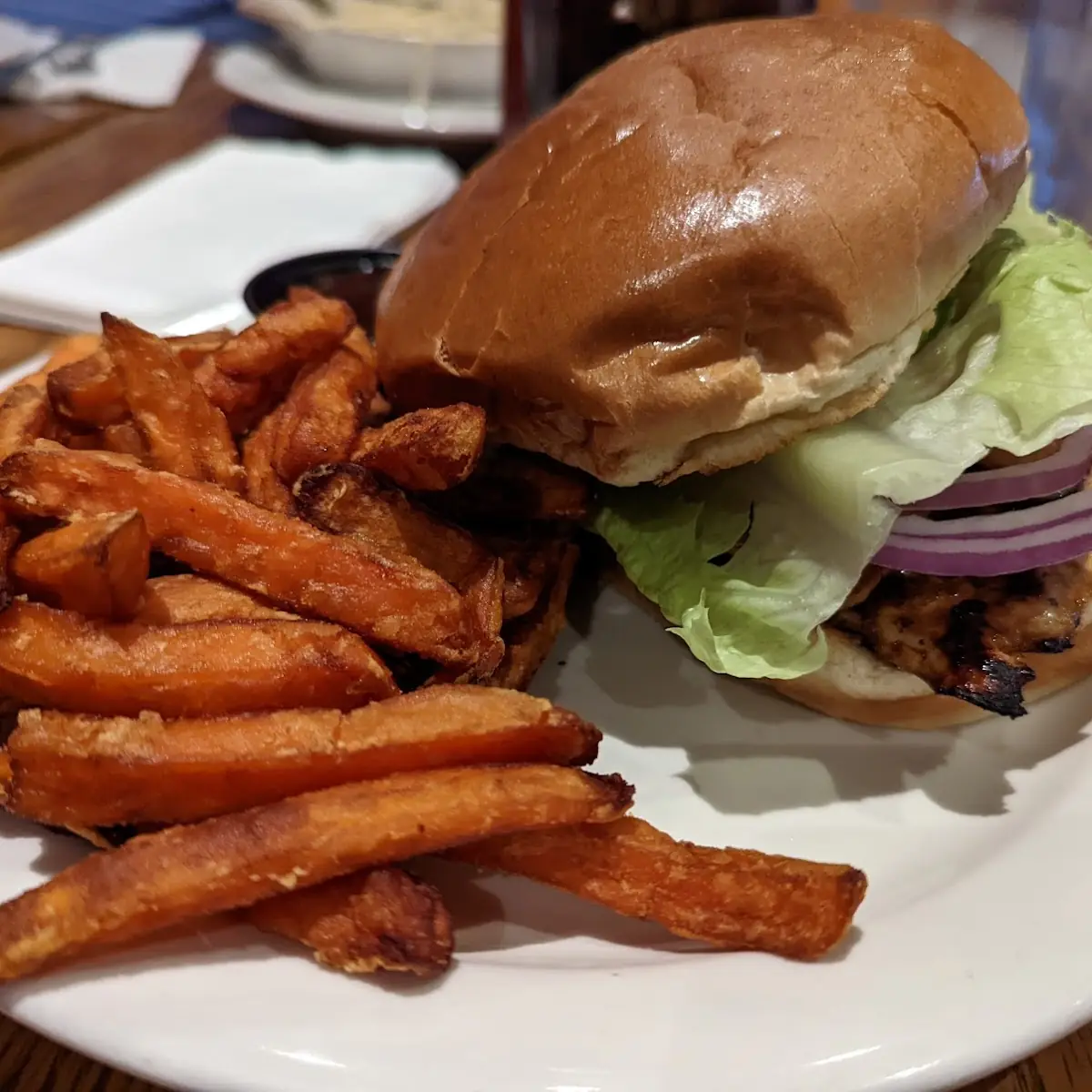 Chicken Sandwich with Sweet Potato Fries