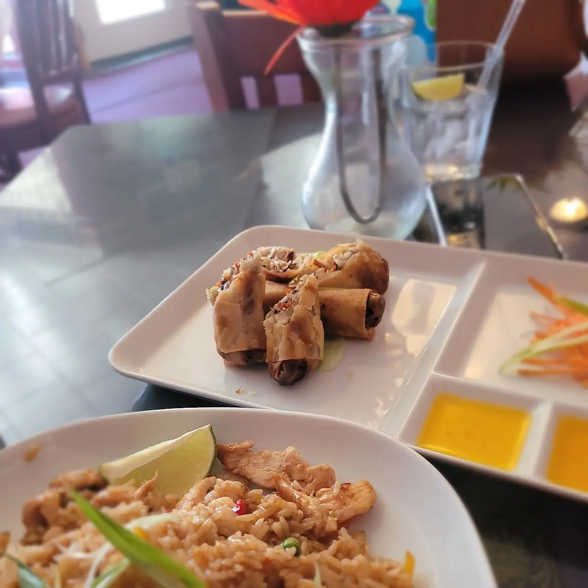 Spicy Fried Rice Chicken & Spring Rolls
