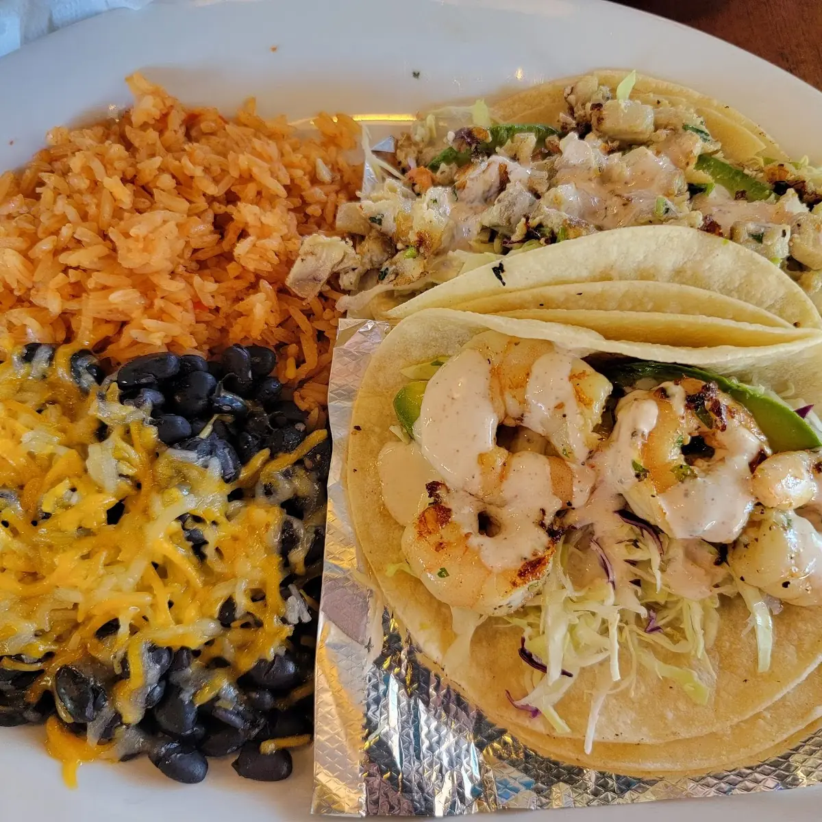Taco Combination Plate Shrimp Redsnapper