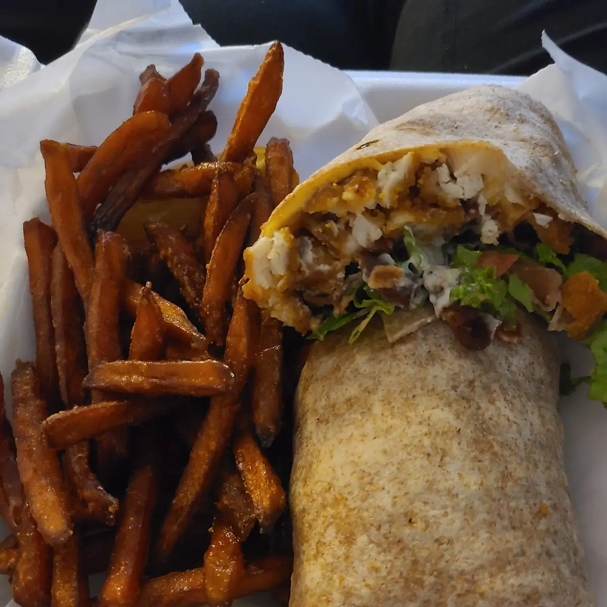 Chicken Bacon Club Wrap with Fries
