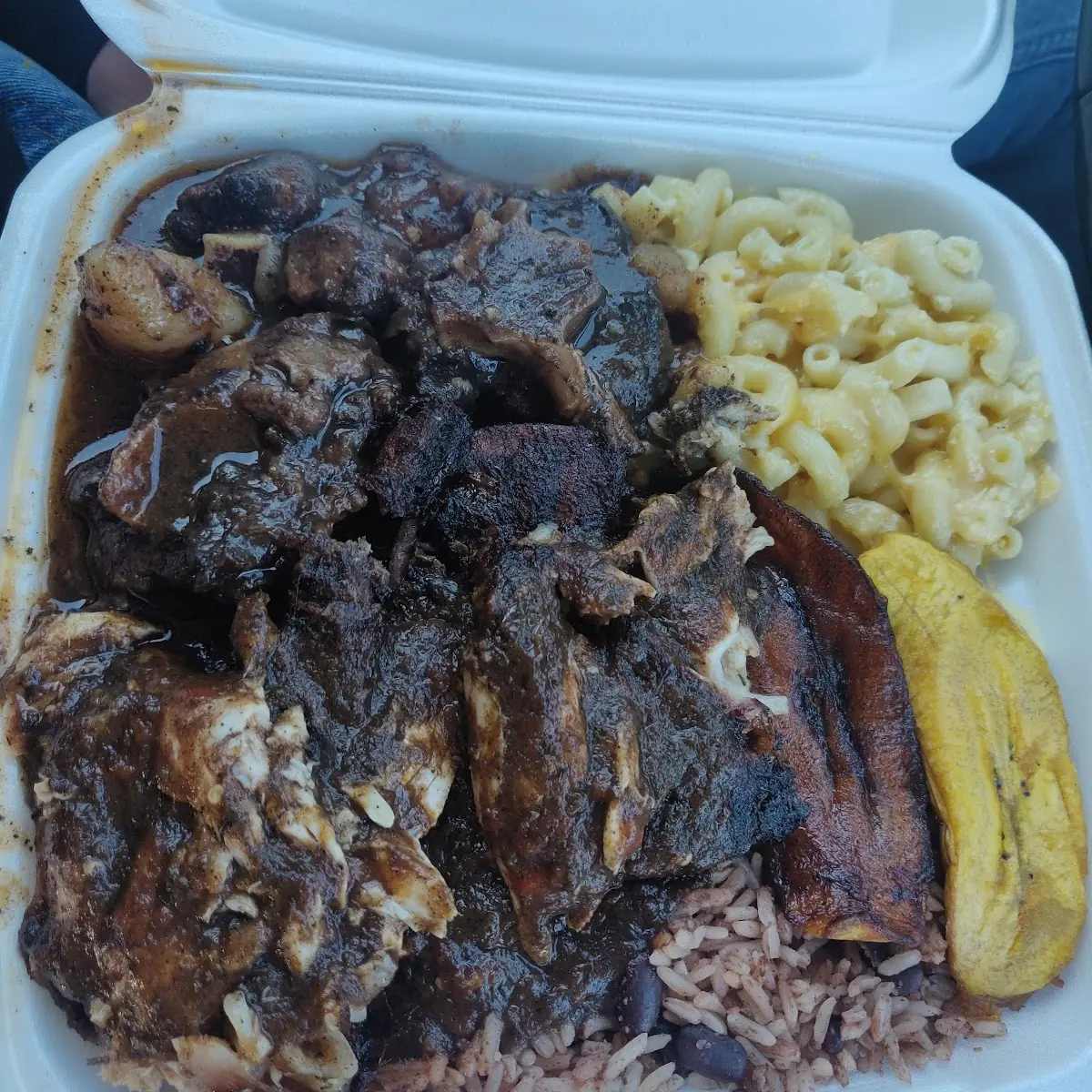 Rice Plantains Jerk Chicken Oxtail Combo