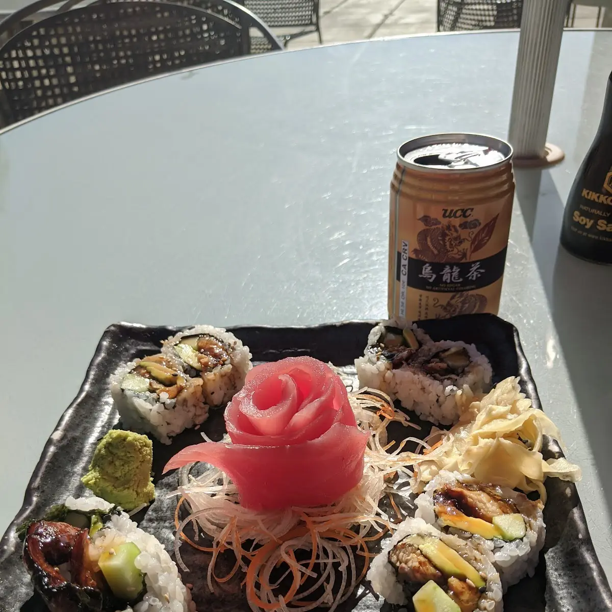 Eel Roll and Tuna Sashimi