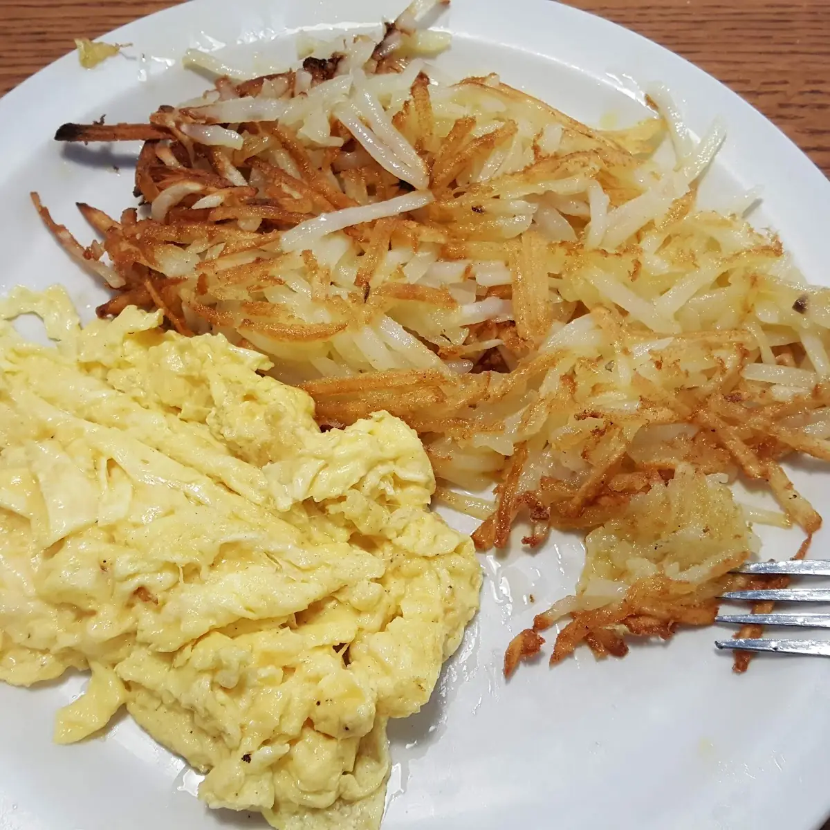 Hash Brown Potatoes & Scrambled Eggs