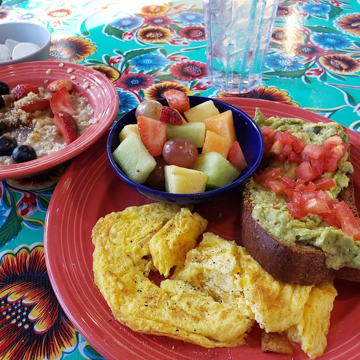 Avocado Toast Scrambled Eggs Oatmeal with Fruit