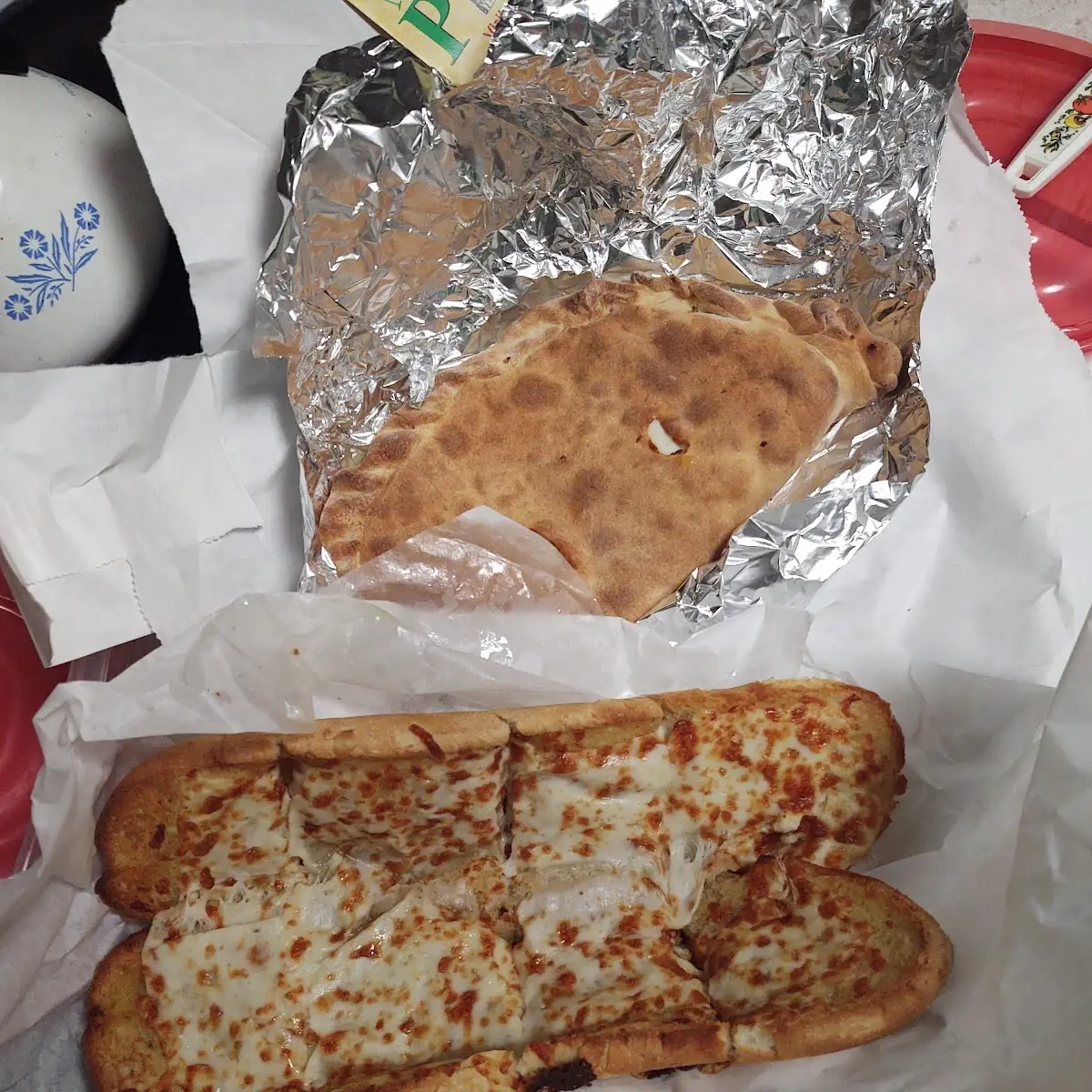 Sausage Roll and Garlic Bread with Cheese