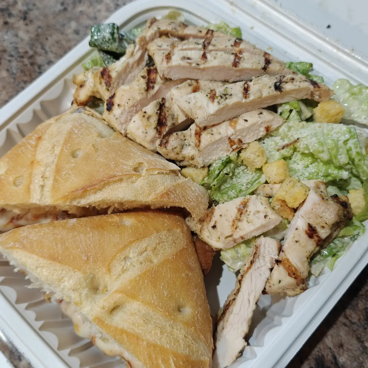 Chicken Parm Sandwich & Grilled Chicken Caesar Salad