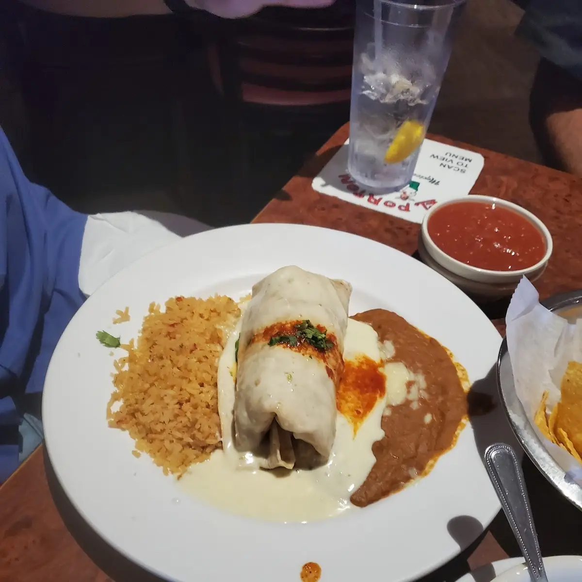 One Burrito One Chile Relleno and Rice