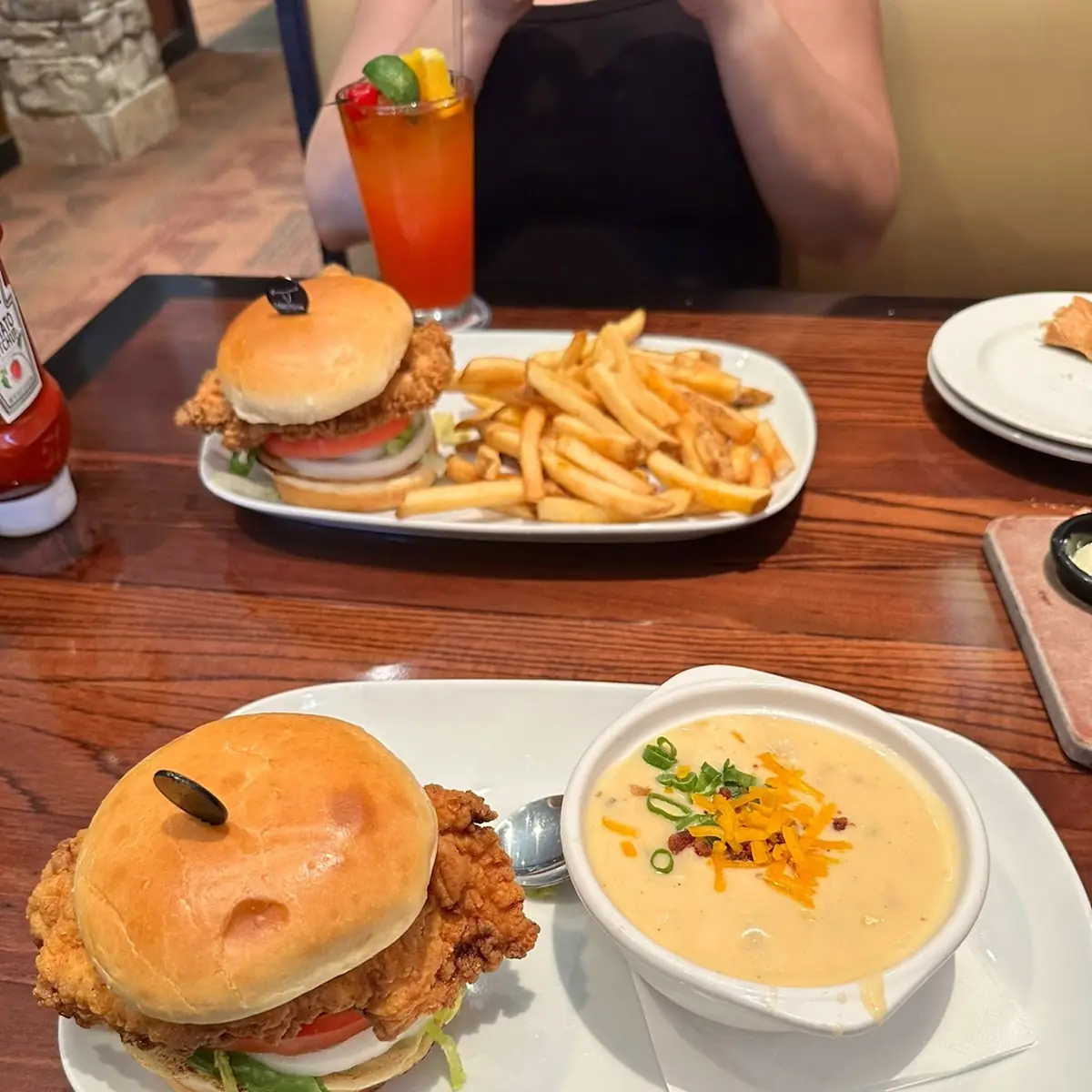 Potato Soup and Chicken Sandwich