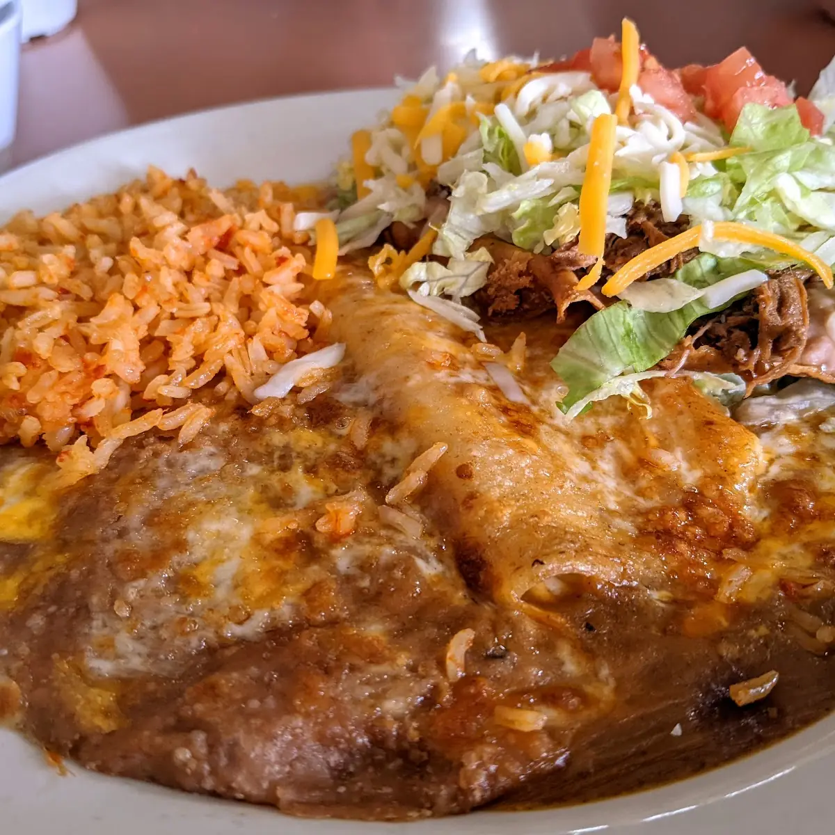Beef Enchilada and Beef Tostada Lunch Special