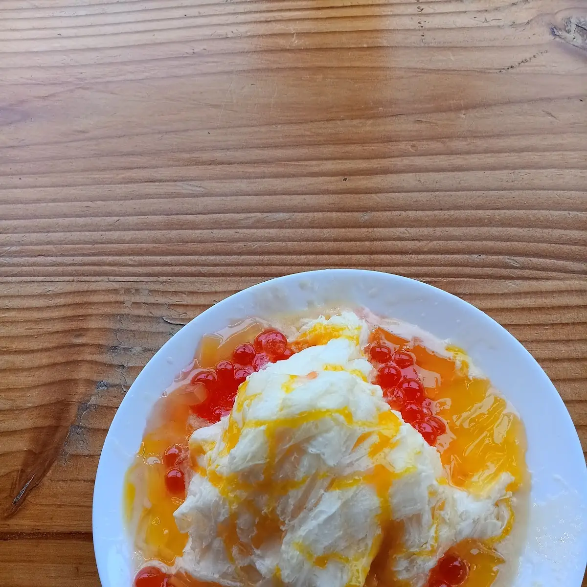 Passion Fruit Bing with Passion Fruit Bubble and Strawberry