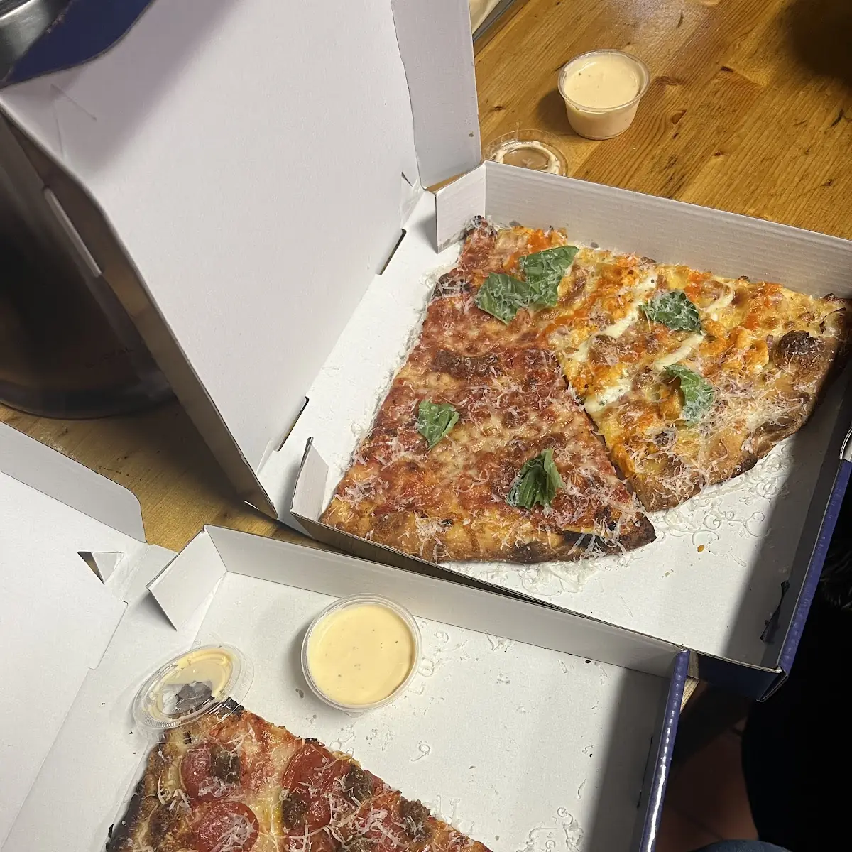 Pesto and Ricotta Pizza Slice