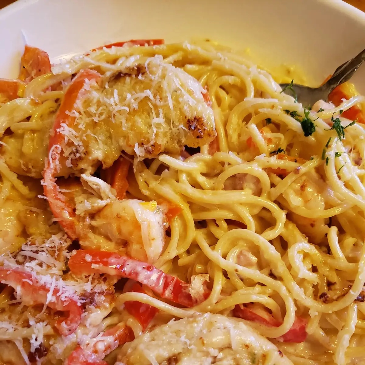 Shrimp and Chicken Carbonara