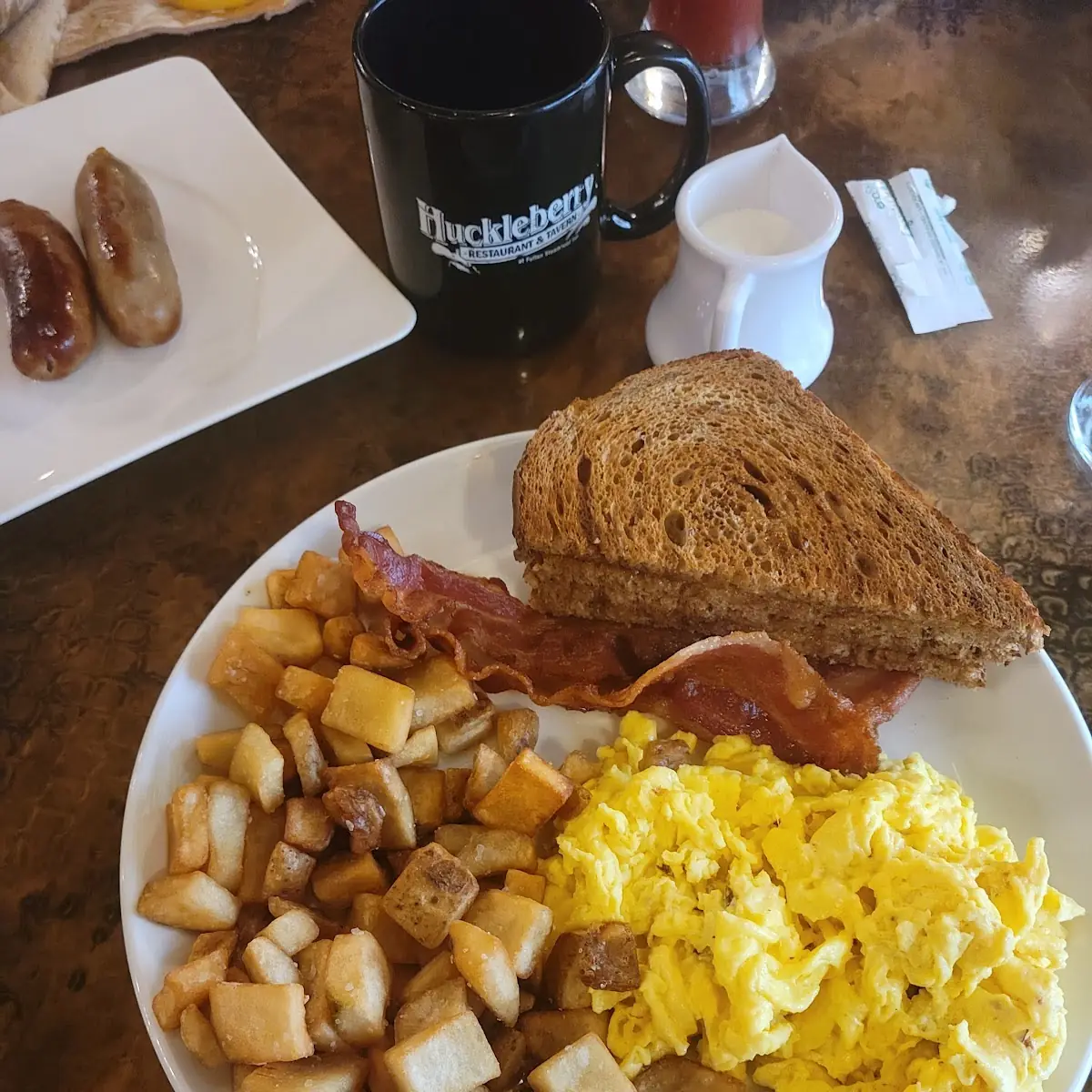 Hasbrowns Scrambled Eggs Bacon and Toast