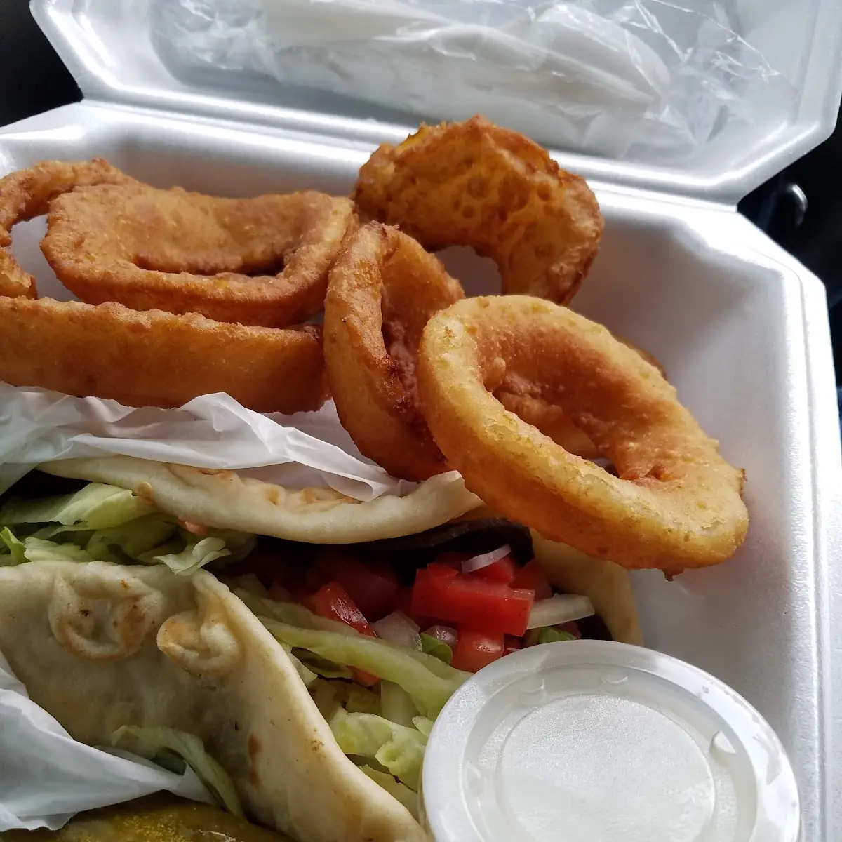 Onion Rings Gyro Sandwich