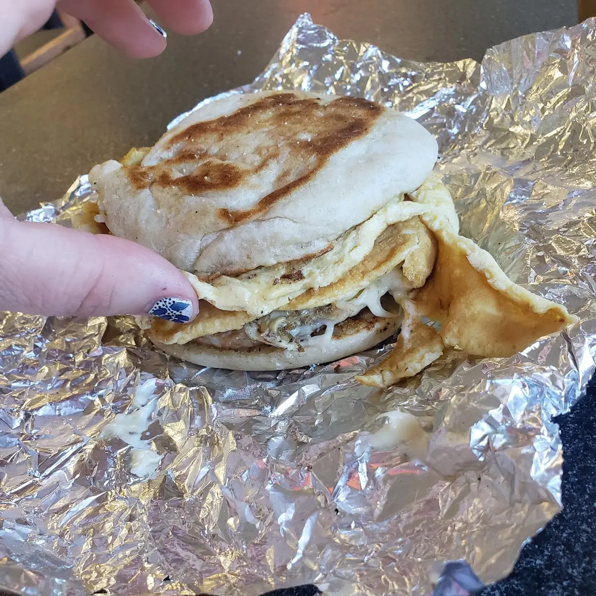 Sausage Egg and Cheddar Breakfast Sandwich