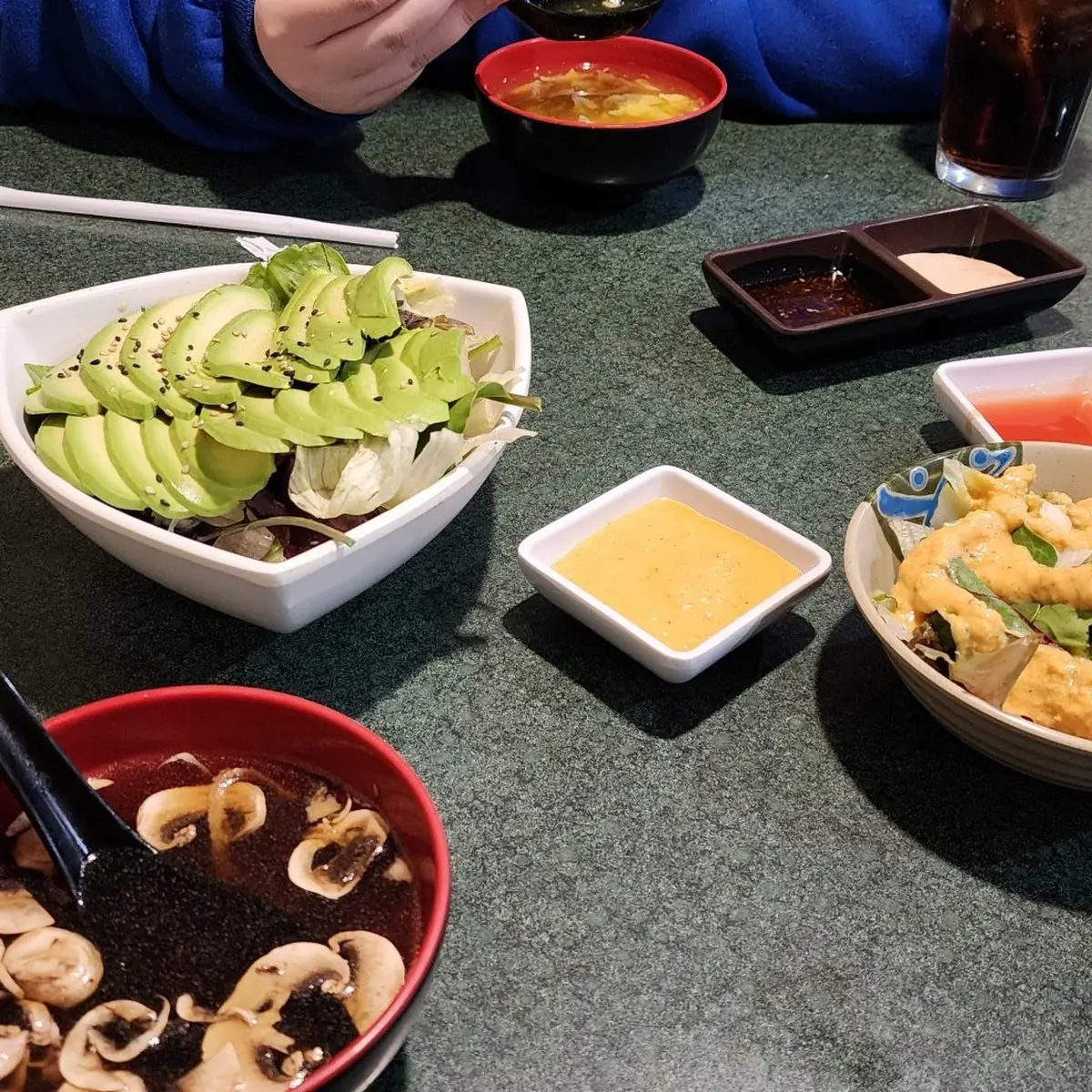 Avocado Salad Egg Drop Soup Miso Soup