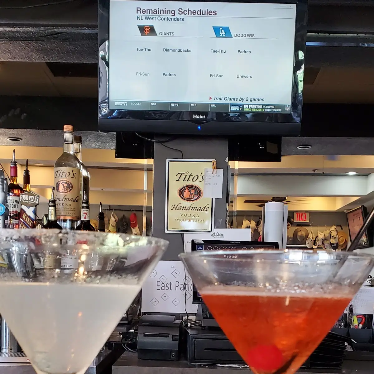 Lemon Drop Martini and a Cosmopolitan
