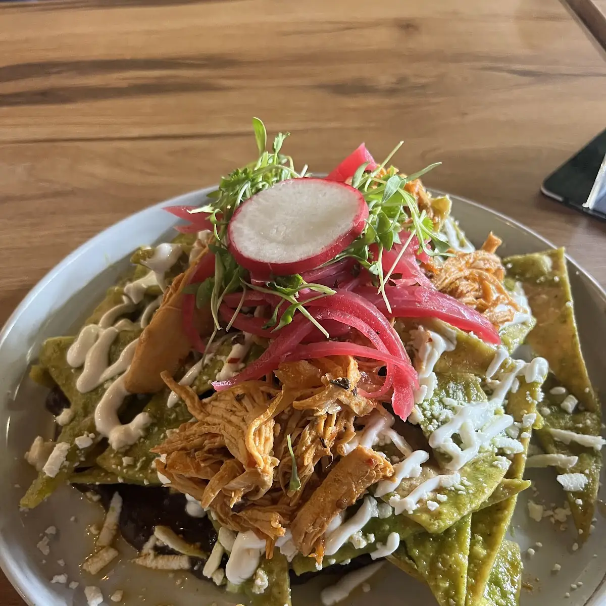 Chilaquiles Verdes with Chicken Tinga