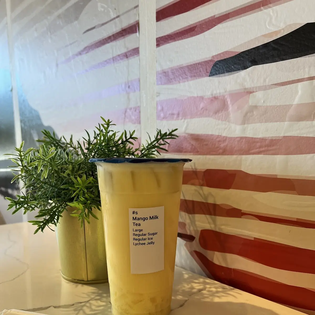 Mango Milk Tea with Lychee Jelly