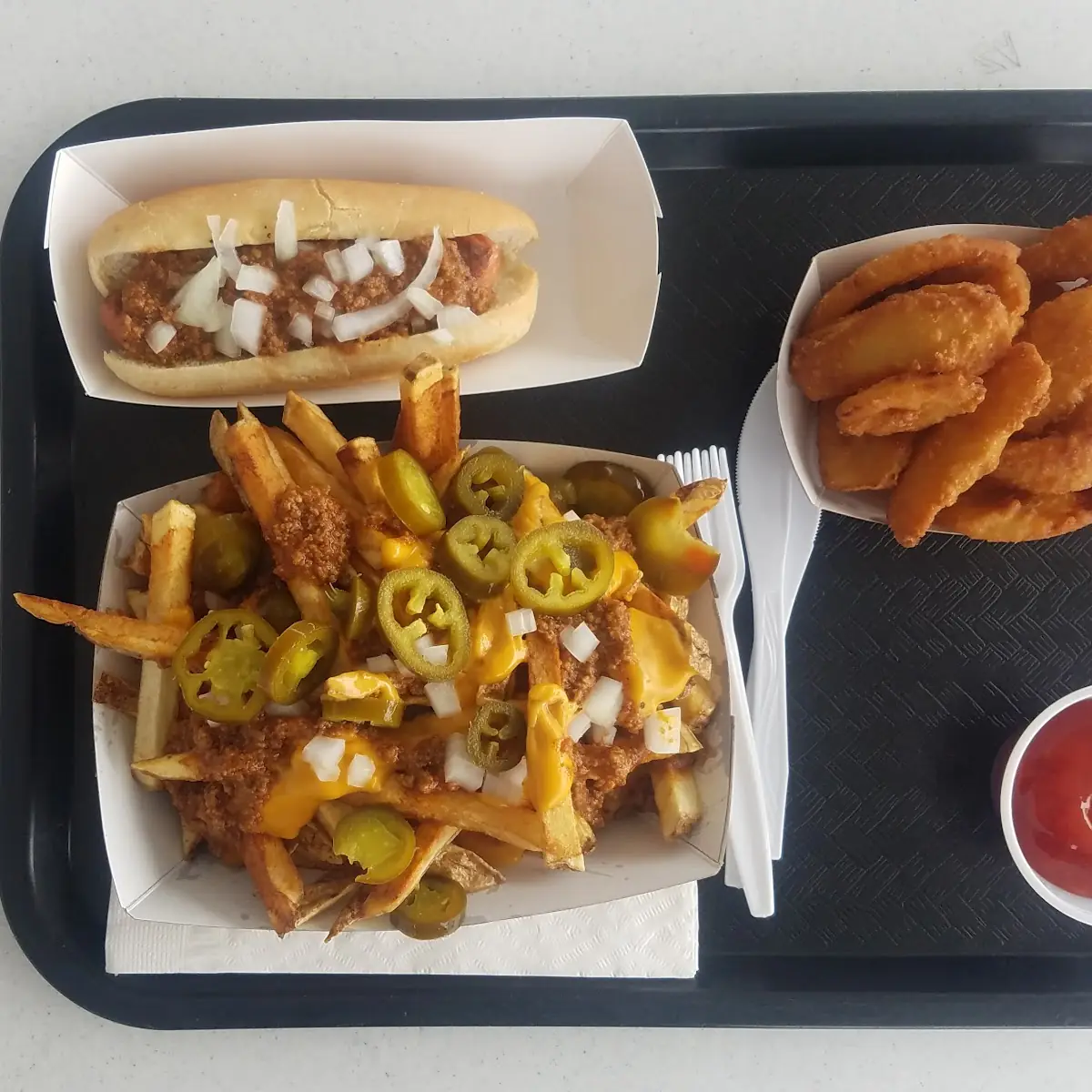 Hot Dog Fries and Onion Chips