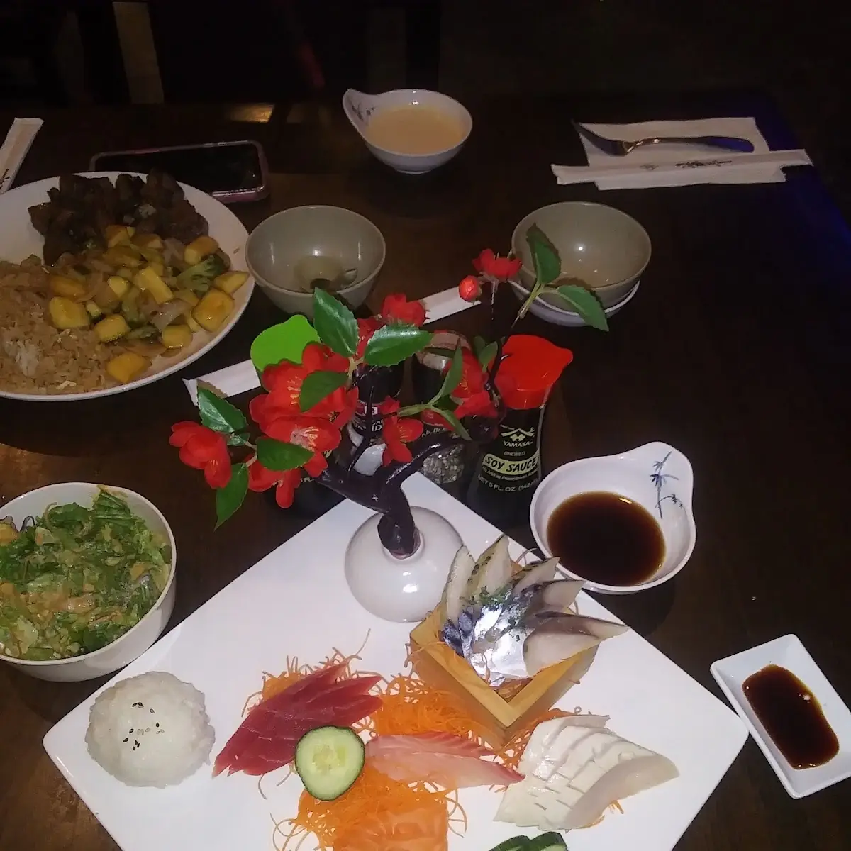 Sashimi Deluxe and Hibachi Steak