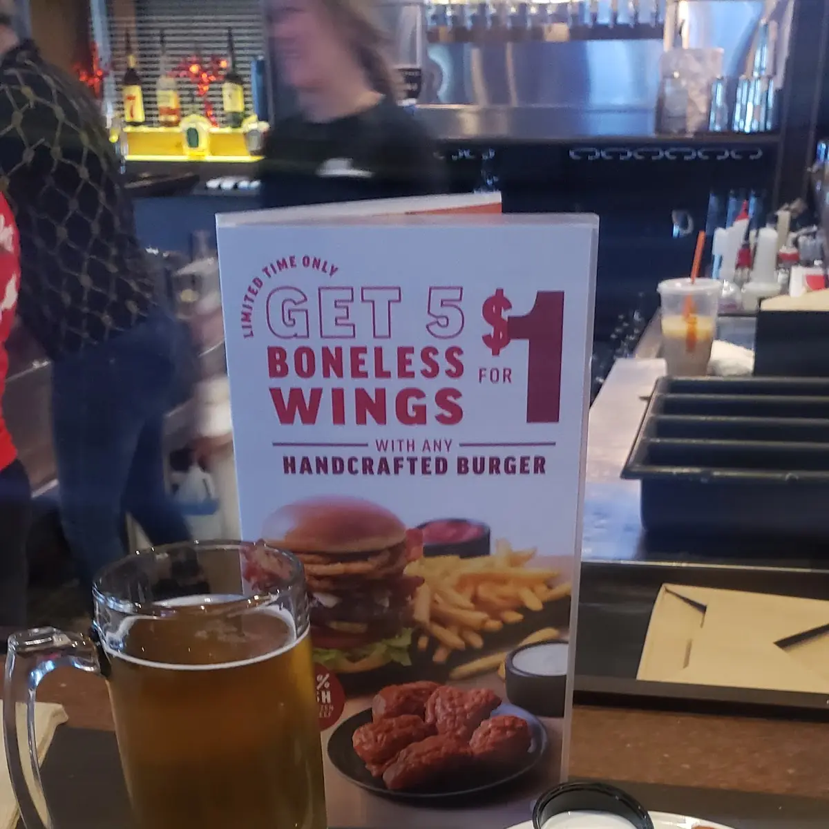 Mushroom Burger and Boneless Wings