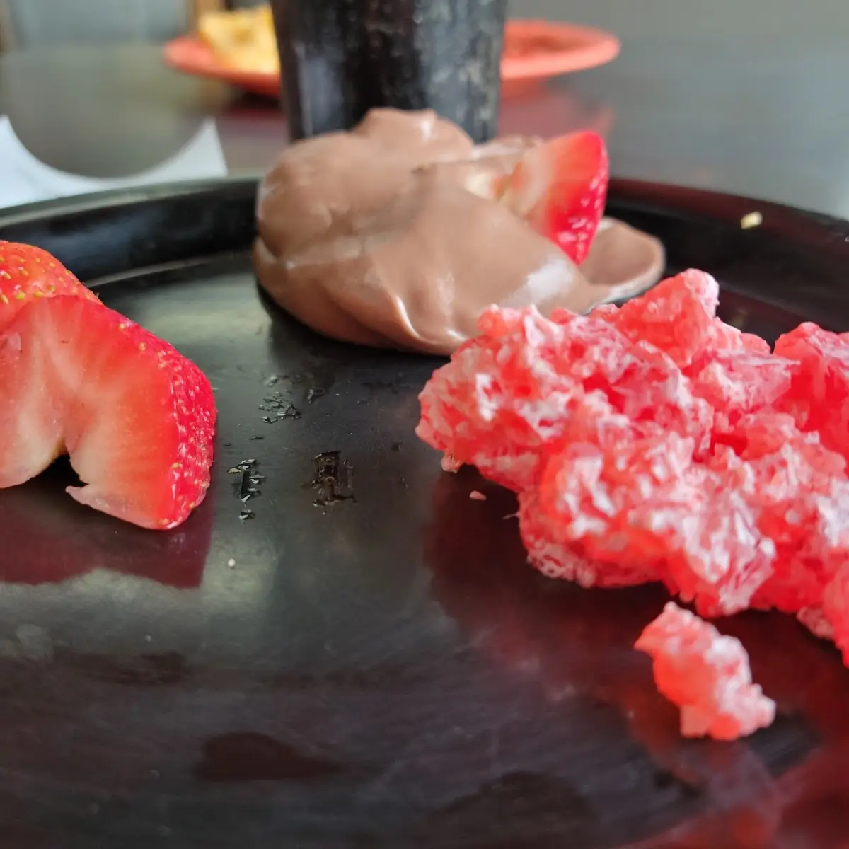 Strawberrys Chocolate Pudding and Jello with Cream