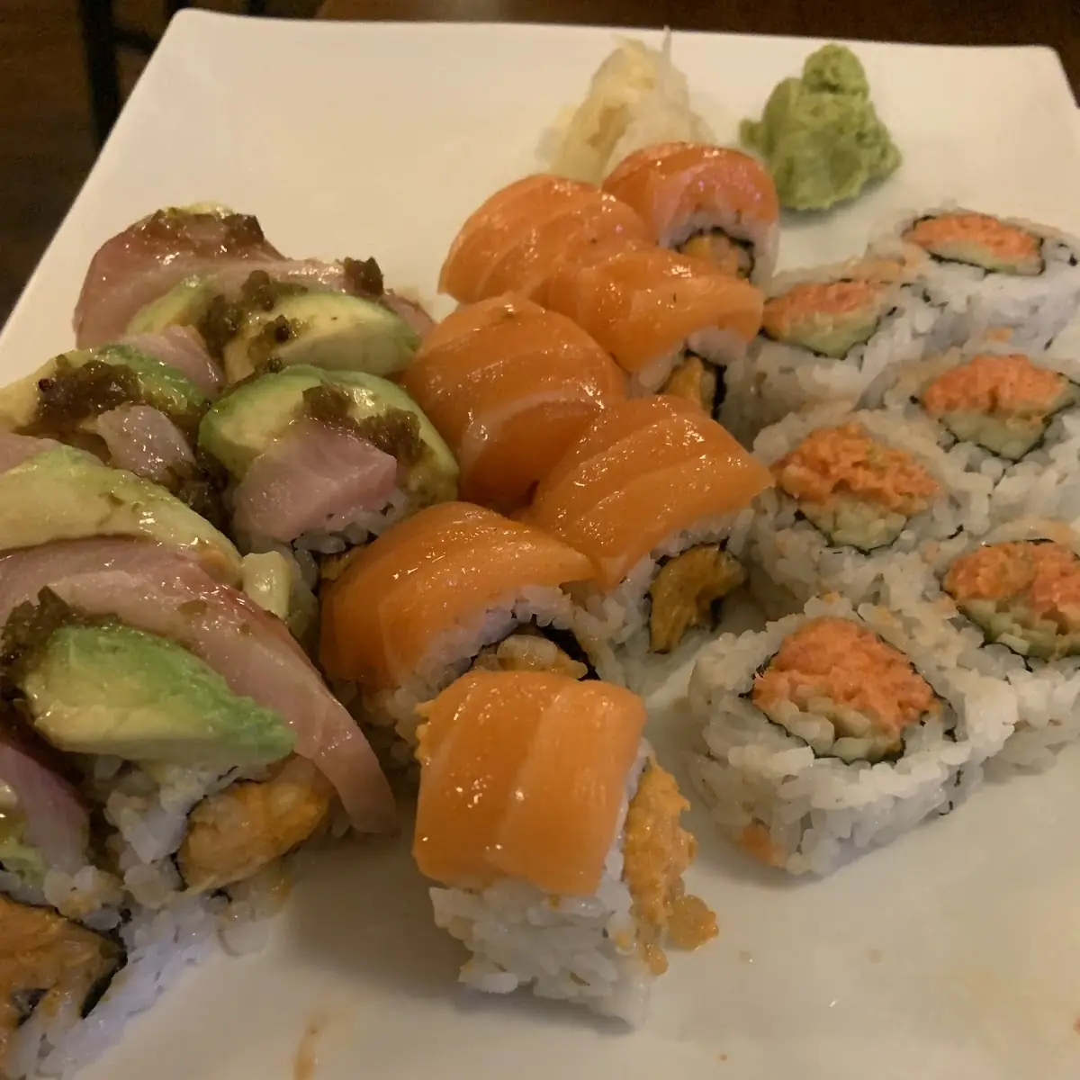 Special Dragon Roll Spicy Yellowtail Salmon Avocado