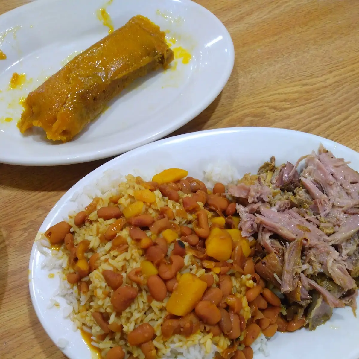 White Rice Beans Pernil