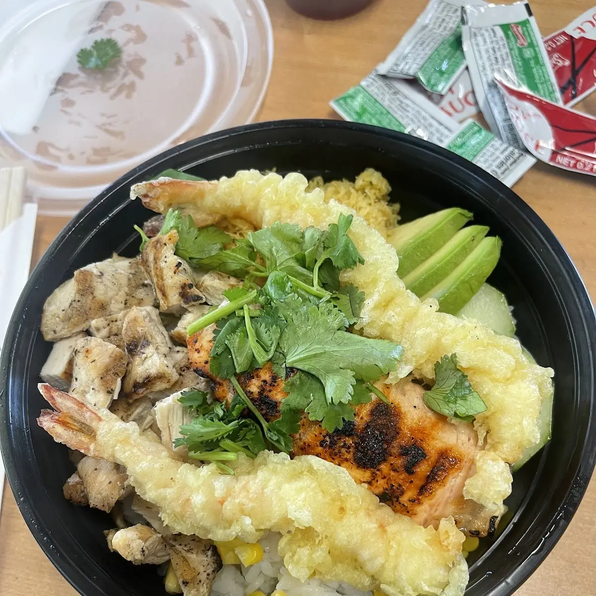 Chicken Salmon Shrimp Poke Bowl