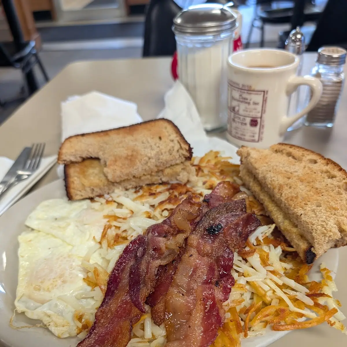 Two Eggs with Bacon and Toast