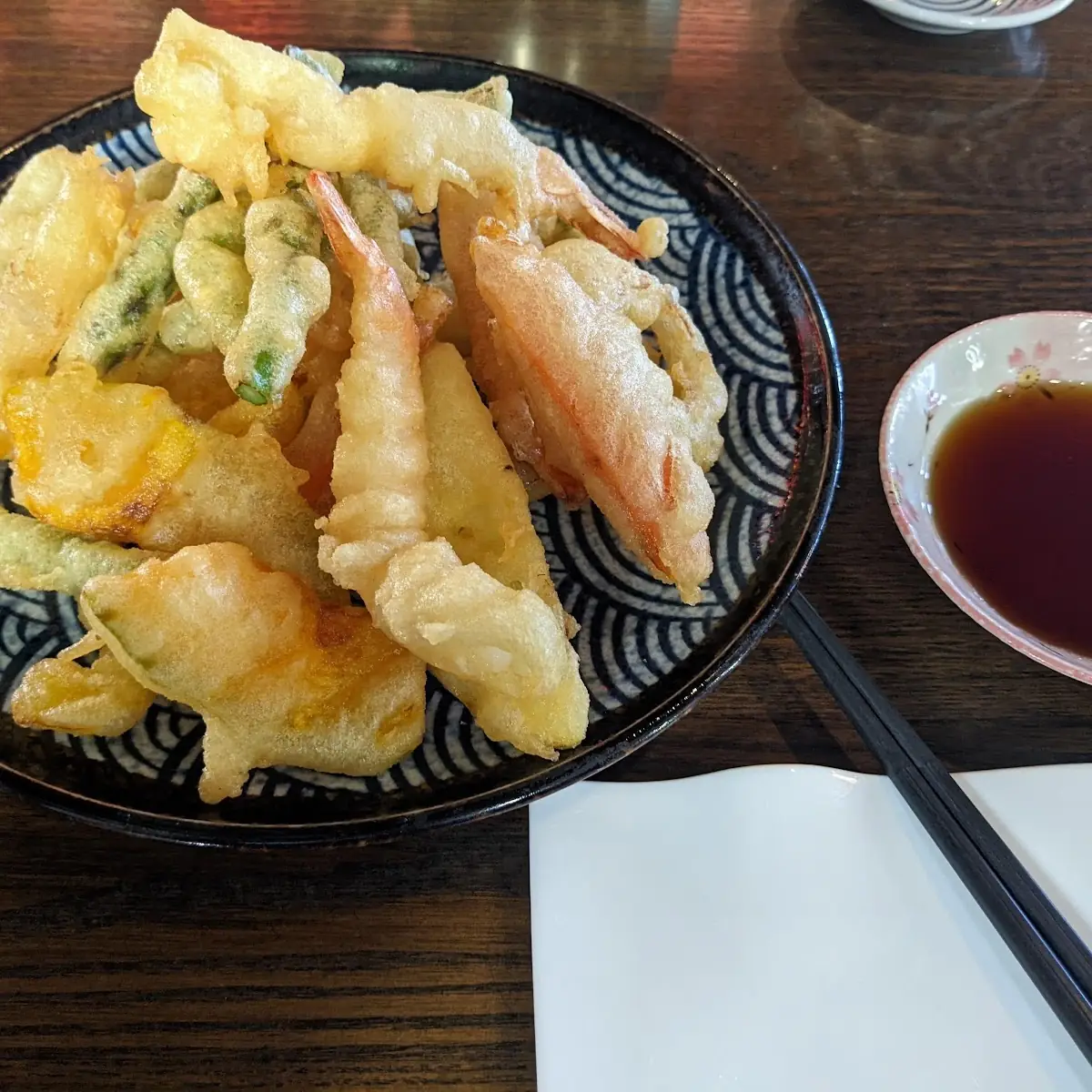 Shrimp and Vegetable Tempura and Rainbow Roll