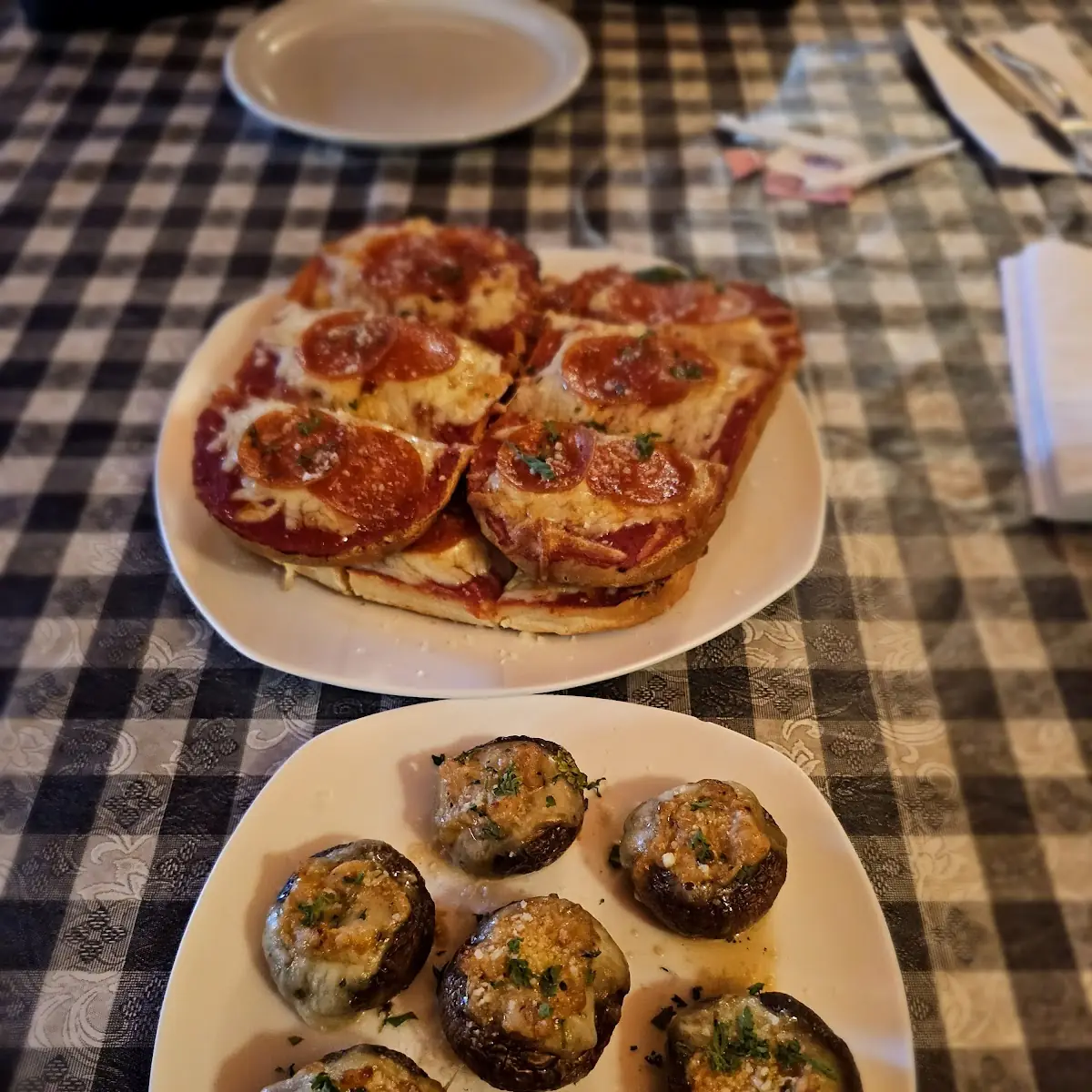 Pizza Bread and Stuffed Mushrooms