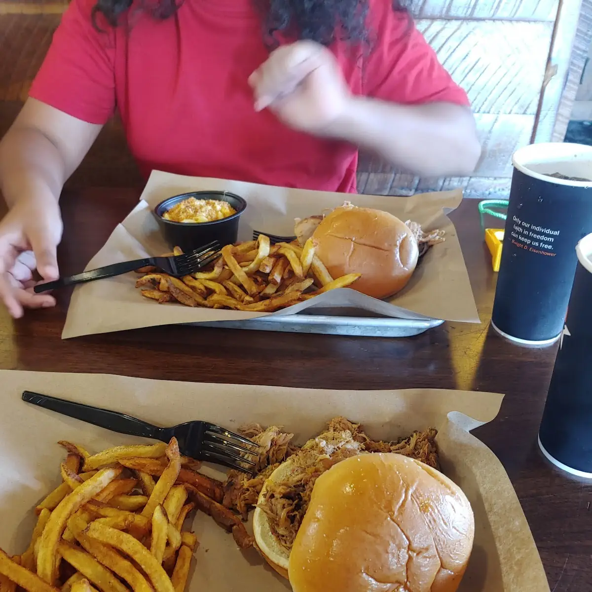 Pulled Chicken and Brisket Sandwich