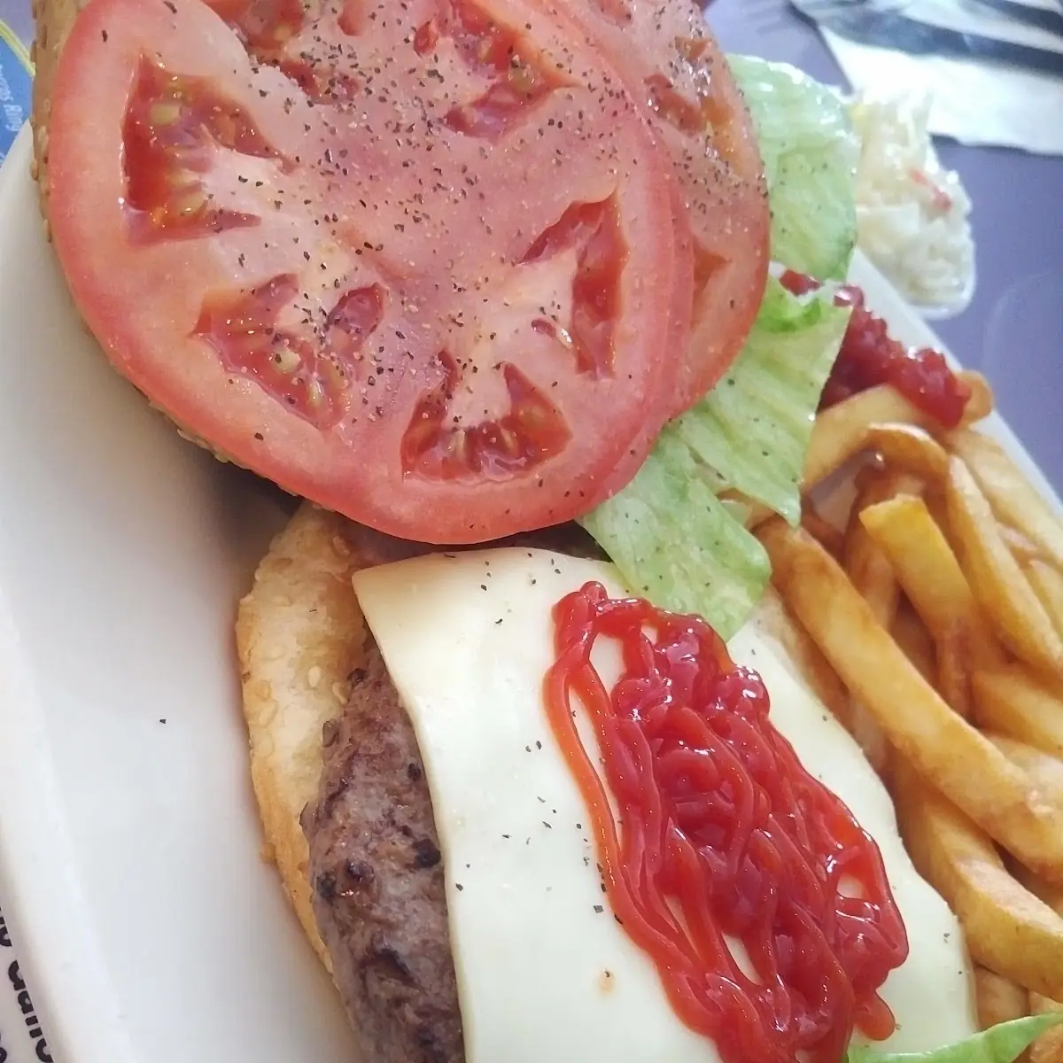 Quarter Pound Cheeseburger with Lettuce and Tomato