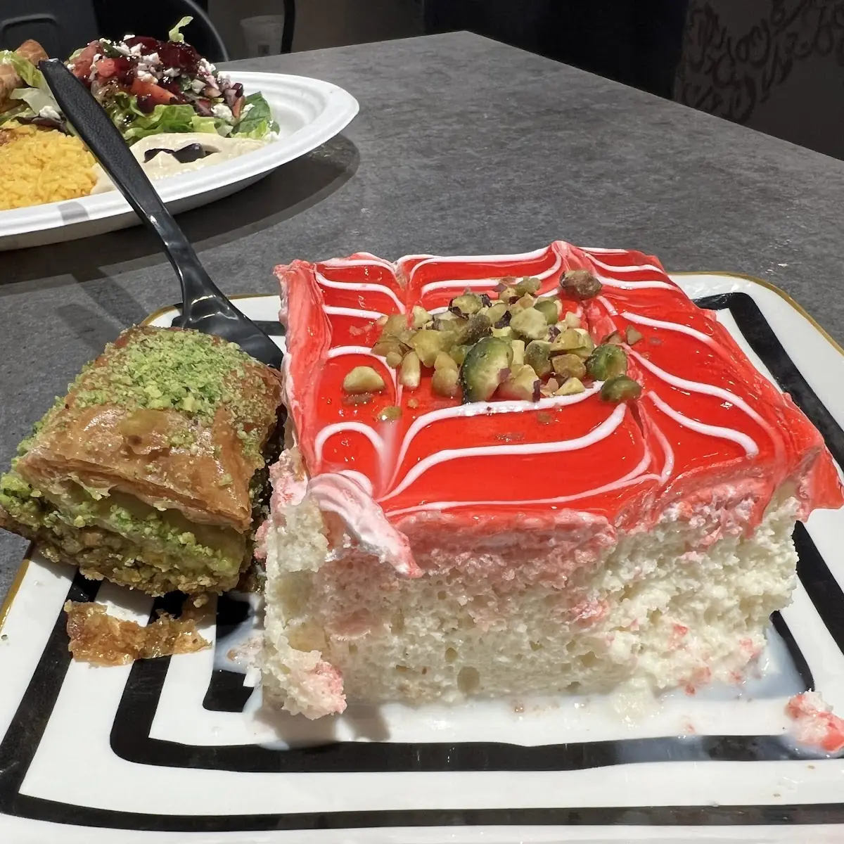 Regular Baklava and Strawberry Tres Leche