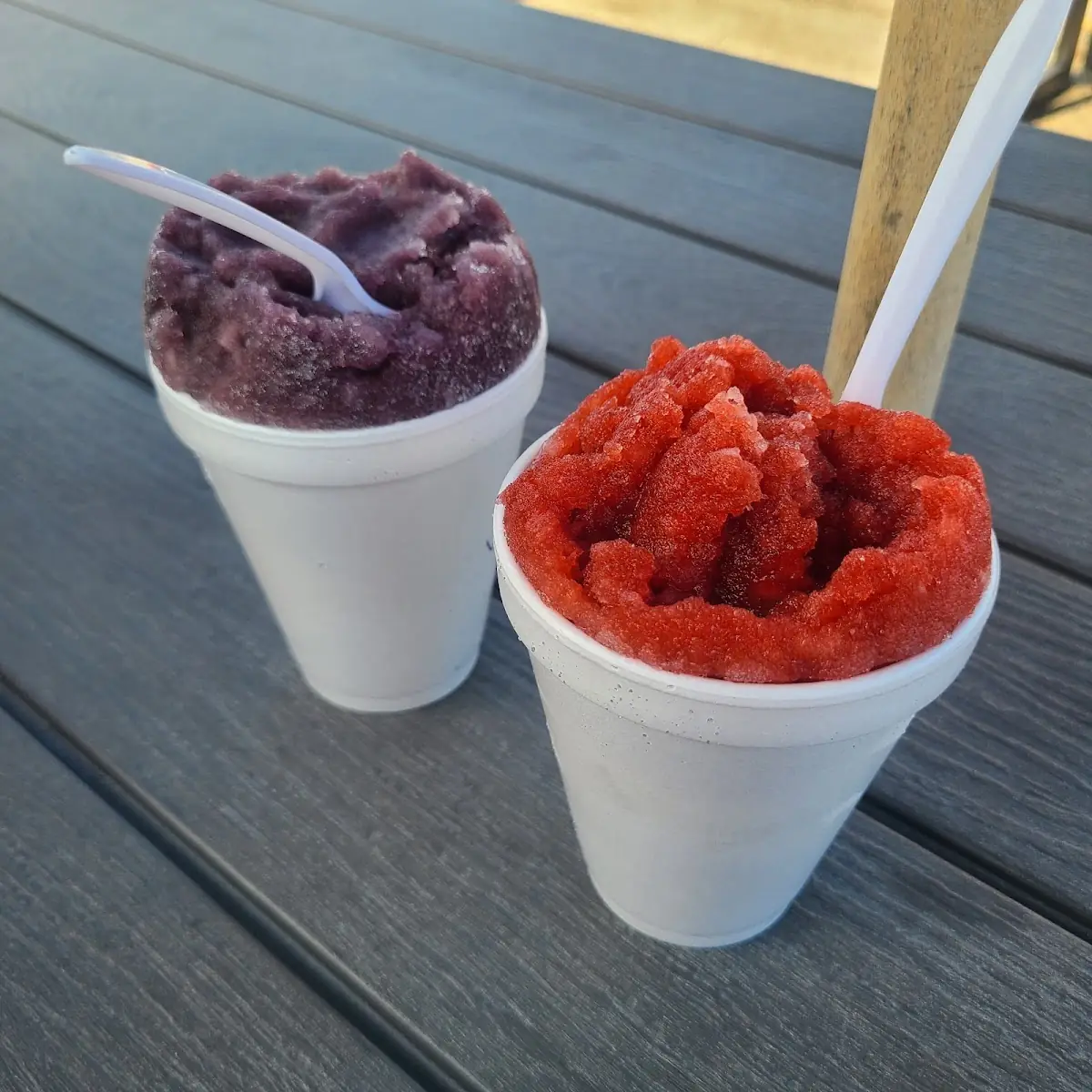 Grape and Black Cherry Snowcones with Ice Cream