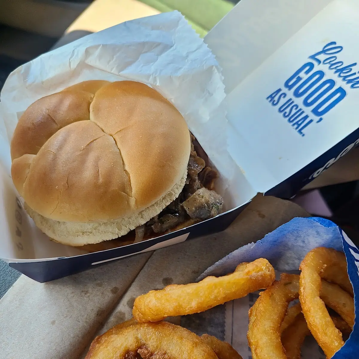 Pot Roast Beef Sandwich with Onion Rings