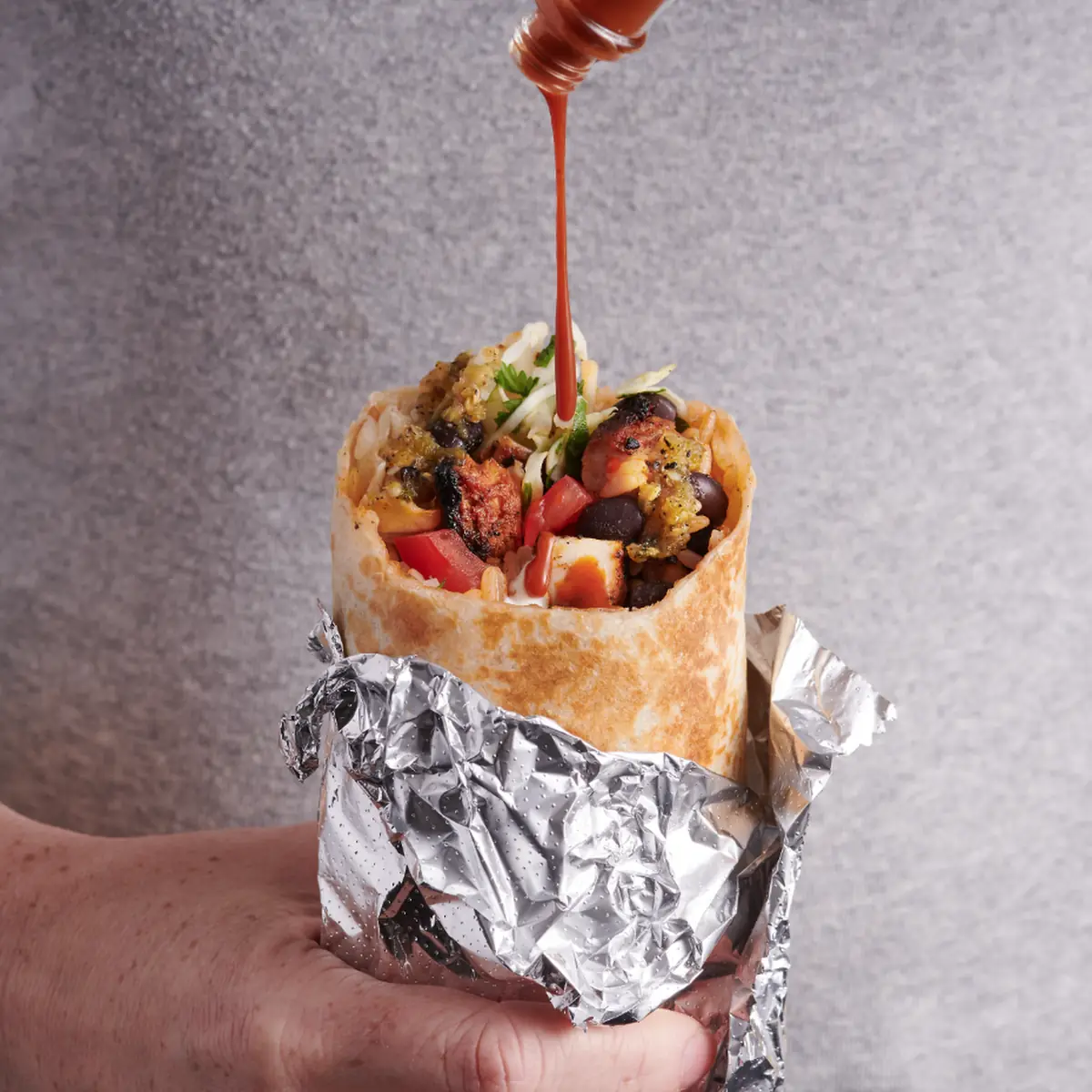 Toasted Burrito with El Yucateco Hot Sauce
