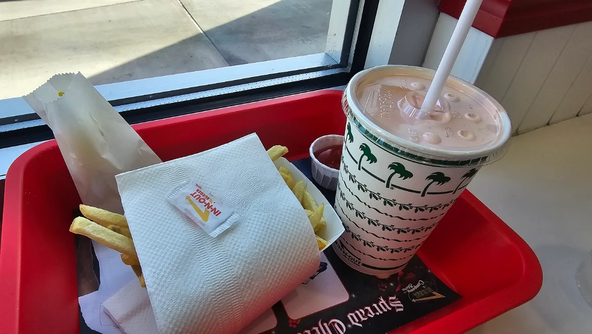 French Fries with Strawberry Shake