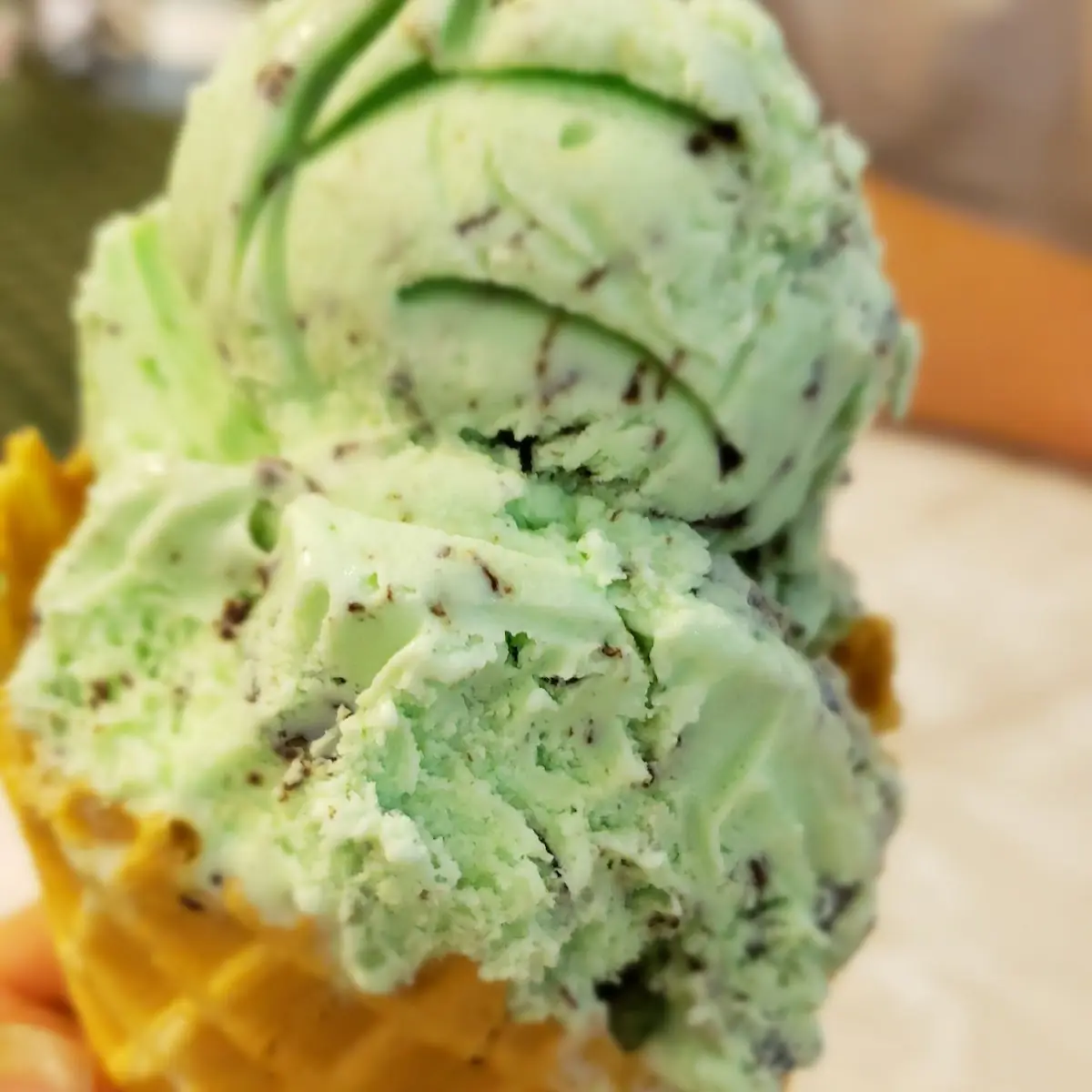 Mint Chocolate Chip Ice Cream Cone