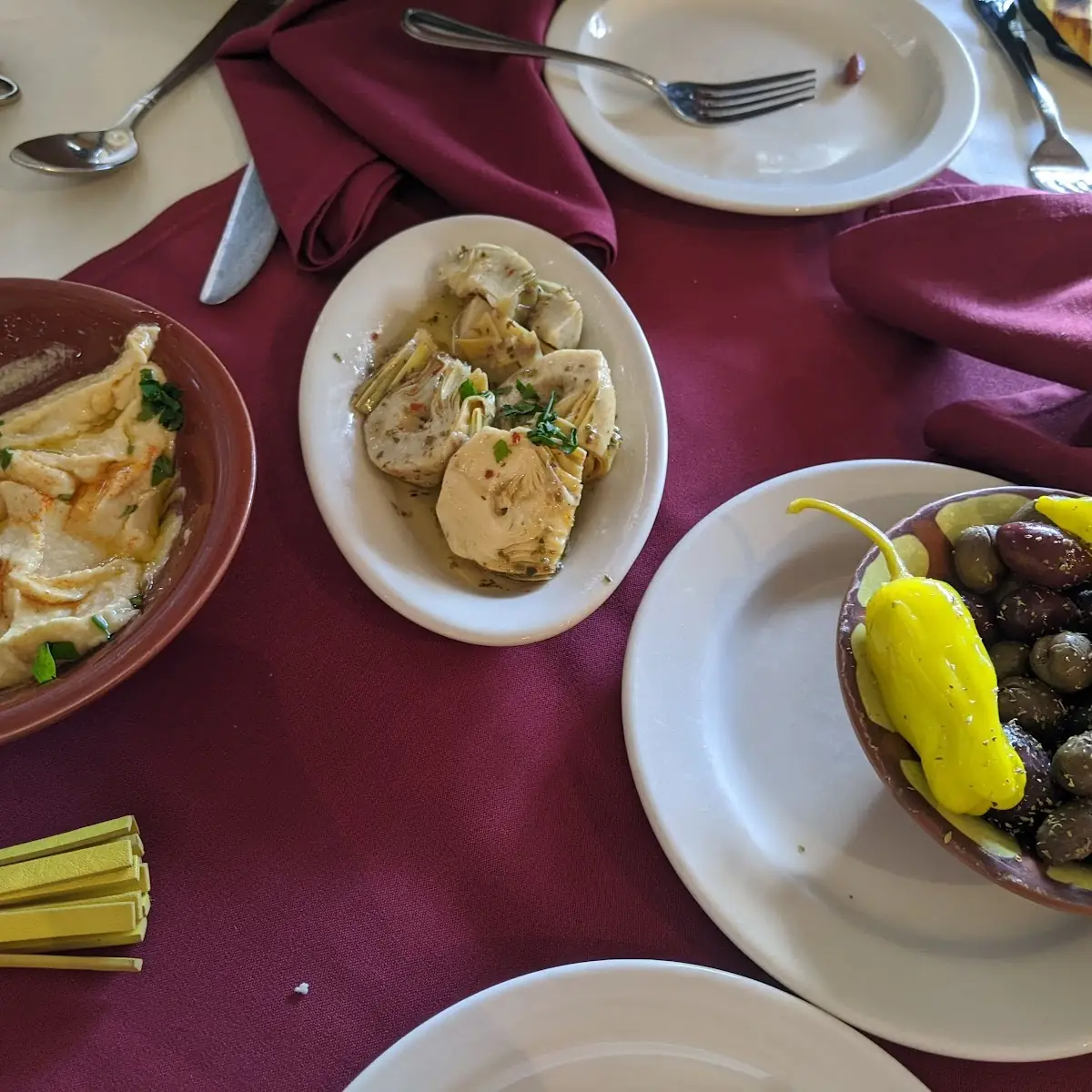 Hummus Artichoke Hearts Olives