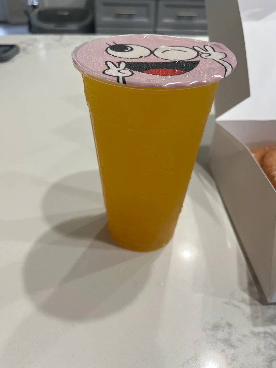 Mango Boba Tea with Passion Fruit Topping