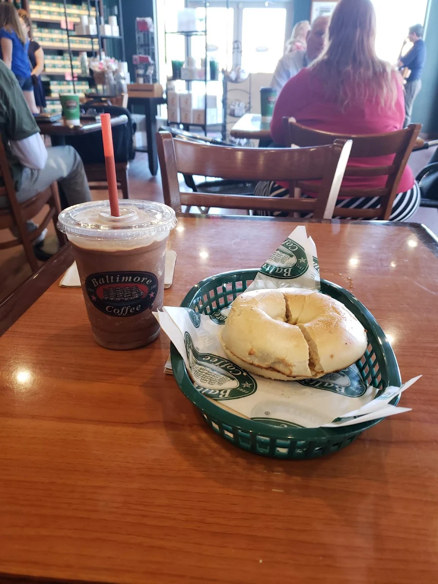 Plain Bagle and Mocha Frappe