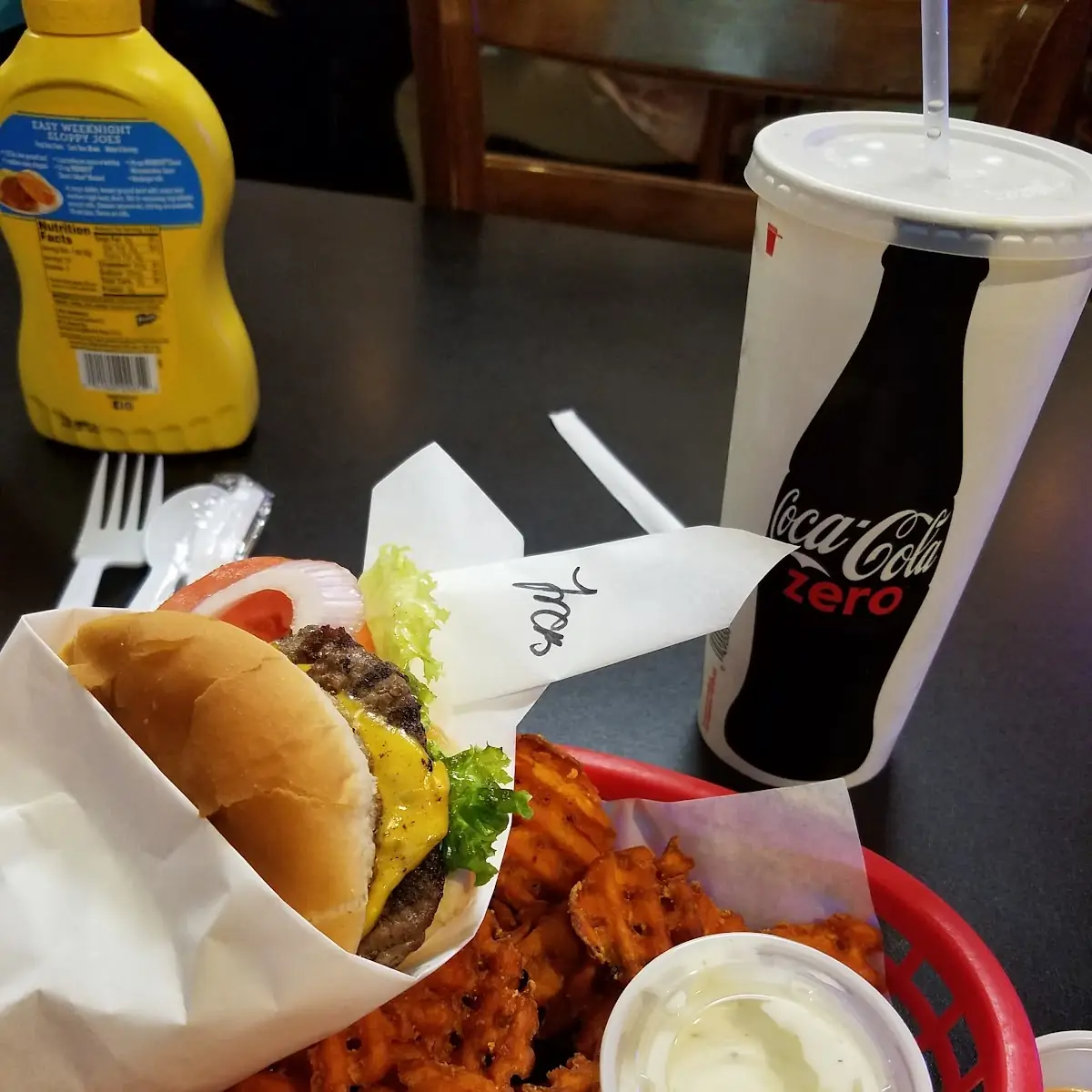 Cheeseburger with Sweet Potato Fries