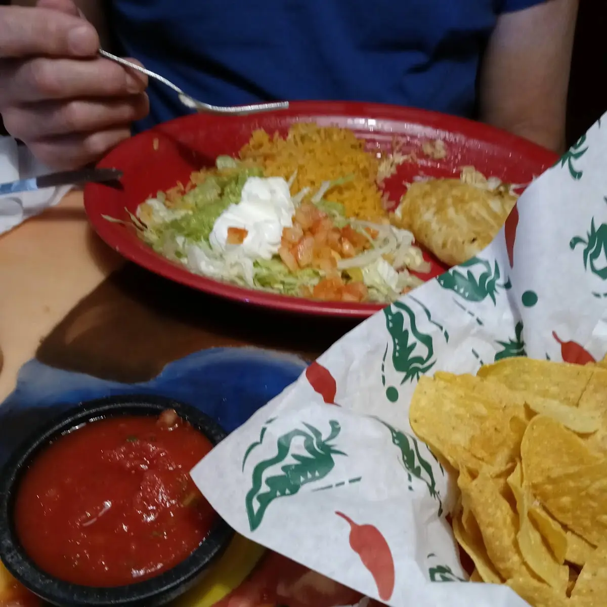 7. One Enchilada, One Chile Relleno, Rice and Beans